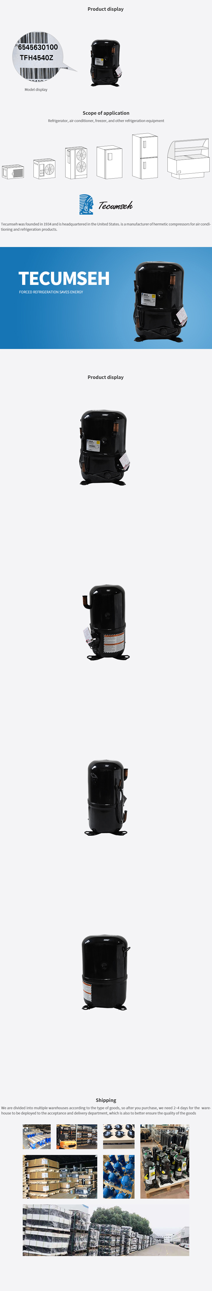 Tecumseh Compressor TFH4540Z, technical parameters pdf, structure diagram